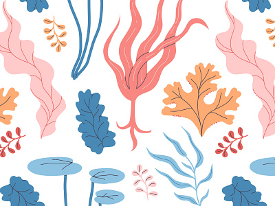 Seaweed pattern branding cartoon concept design flat illustration nature ocean pattern sea seaweed vector water