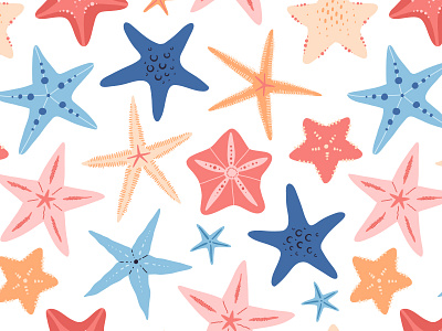 Starfish pattern beach branding bright concept design flat illustration marine ocean pattern sea star starfish vector