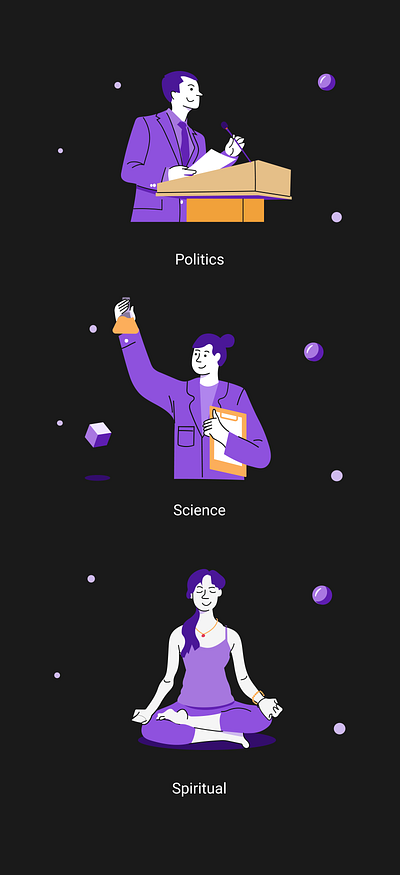 Illustrations politics, science, spiritual branding character design illustration illustration ux ui politics science spiritual ui vector web