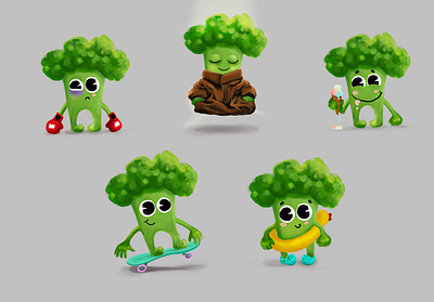Baby broccoli character. Stickers. baby broccoli baby yoda boxer brocolli kids illustration procreate skater telegram stickers yoda