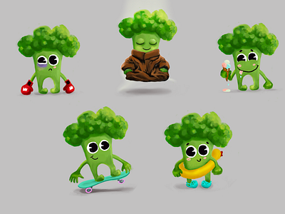 Baby broccoli character. Stickers. baby broccoli baby yoda boxer brocolli kids illustration procreate skater telegram stickers yoda