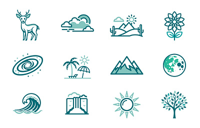 Nature and Outdoor Icon Set animation beautiful flat design graphic design icon illustration nature