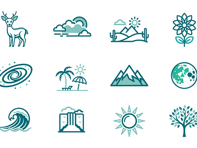 Nature and Outdoor Icon Set animation beautiful flat design graphic design icon illustration nature