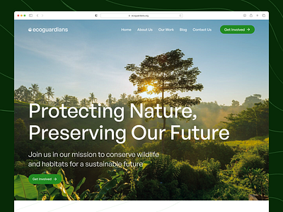ecoguardians - Non-Profit Organisation Homepage branding design desktop earth home page landing page nature ngo non profit ui uiux upscalix ux volunteer website