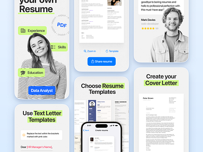 Screenshot for CV Builder App app app store branding cv cv builder design figma icon ios iphone marketing mobile modern resume screenshots templates ui ux