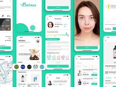 Skincare Marketplace with Beauty Consultations App app apps beauty face green logo marketplace mobile product scan skin skincare ui uiux ux