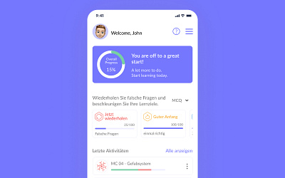 Dashboard for a learning app app design figma health learning mobile product prototype ui uiux ux