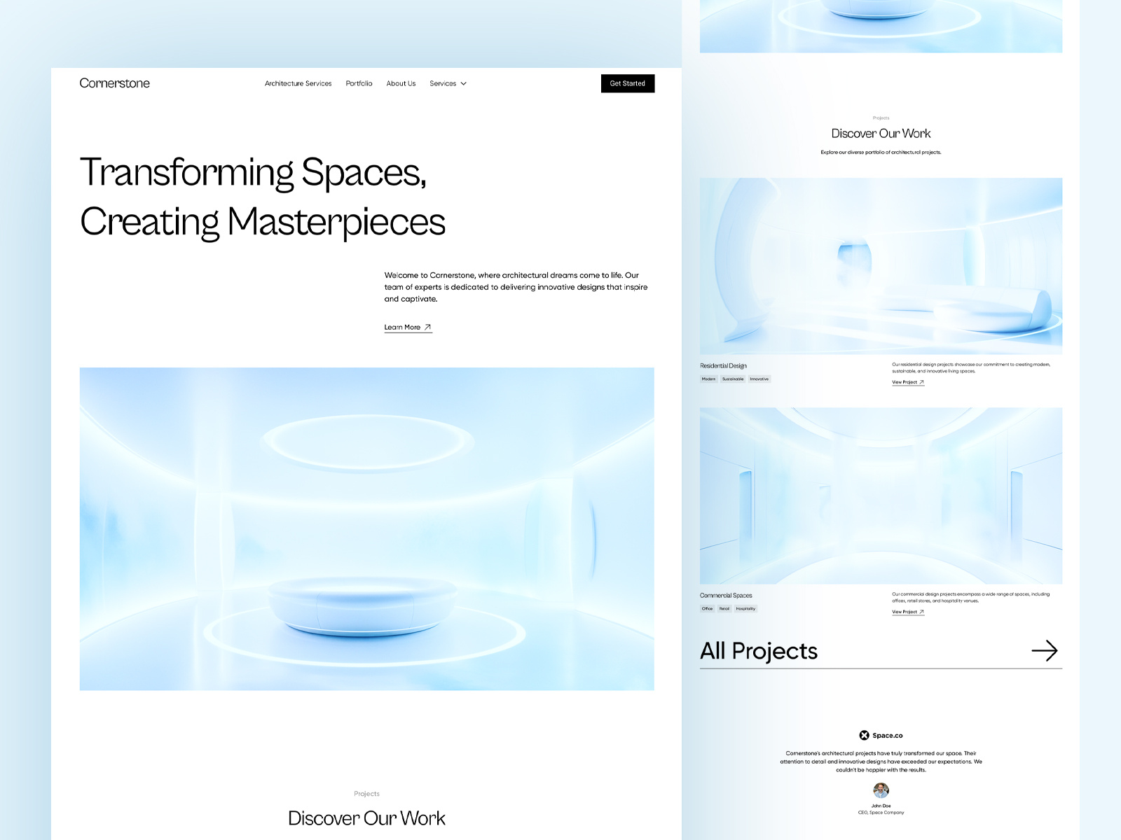Cornerstone - Architectural Studio Web Design architecture design design studio furniture interior landing page responsive ui design web design website