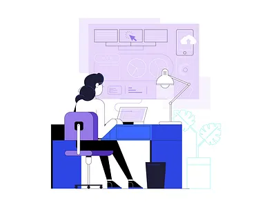 office job characters design illustration people retro style styletest ui vector website