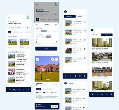 Real Estate Marketplace App app design broker app home rent real estate app ui web design
