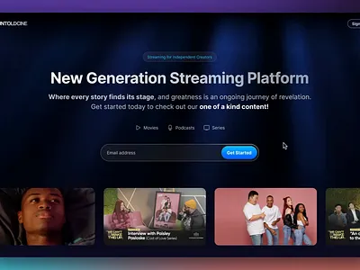 UntoldCine - Streaming Platform Landing Page design animated background animation dark landing page dark mode dark theme dark ui dark website home page interactive prototype landing page splash page streaming app streaming landing page streaming platform streaming system web design website design