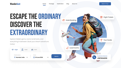 Travel Website Hero Section Design branding hero landing page ui uiux