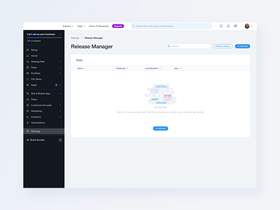 Release Manager / Empty state branding dark design fields illustration list minimalism modal ui ux copy