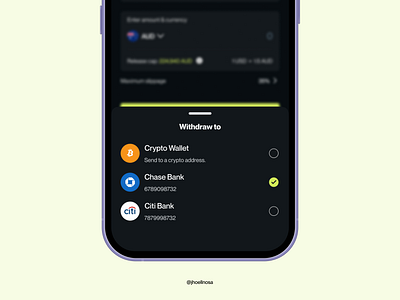 Chain Abstraction - Withdrawal destination account abstraction accounts blockchain chain abstraction chains crypto cryptocurrency dark mode debit decentralization design minimal networks off ramp on ramp ui ux vibrant web3 withdrawal