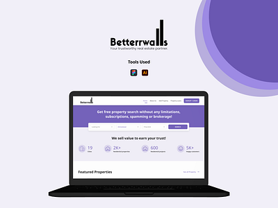 BetterWalls - Property Site UI/UX branding buy creative design homepage inspiration landing page property sell trending 2024 ui design ui ux ux design