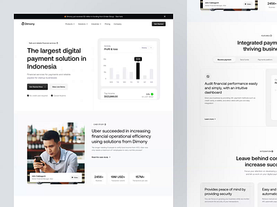 Dimony - Finance Payment Service Landing Page animation b2b clean dipa inhouse finance fintech framer landing page minimal modern payment payment service saas startup ui wealth management web web design webflow website