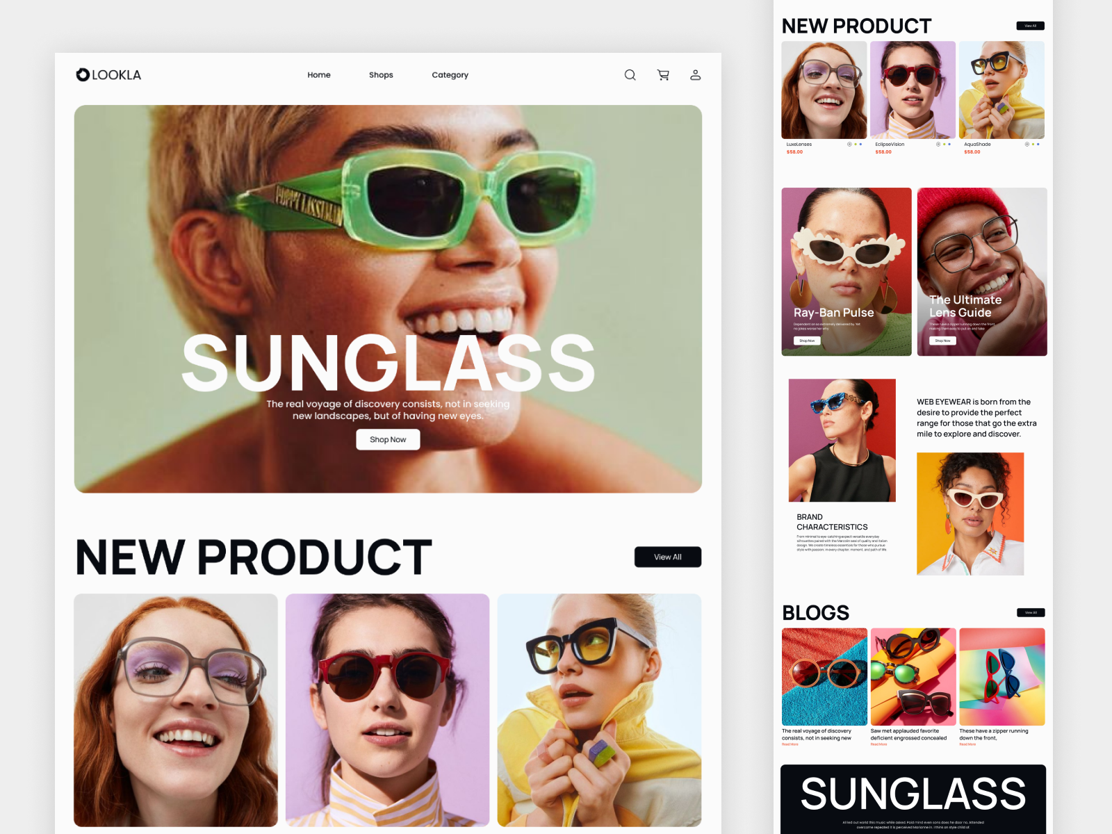 A Sunglass Ecommerce Website Landing Page Design branding dashboard design ecommerce graphic design illustration landing page logo modern saas shihab sunglass typography ui uiux ux vector web website