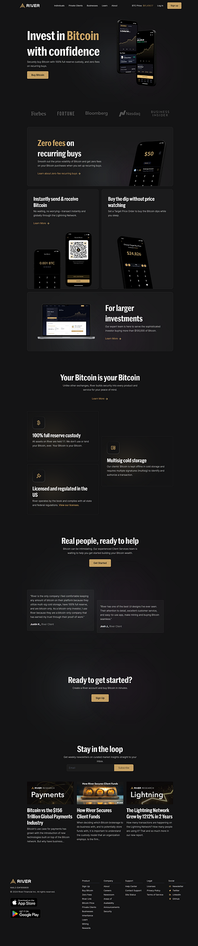 River financial landing page design crypto landing page design crypto landing page uiux design fintech