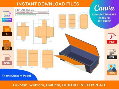 Rigid box dieline template design box box die cut branding design dieline illustration packaging packaging design ui vector