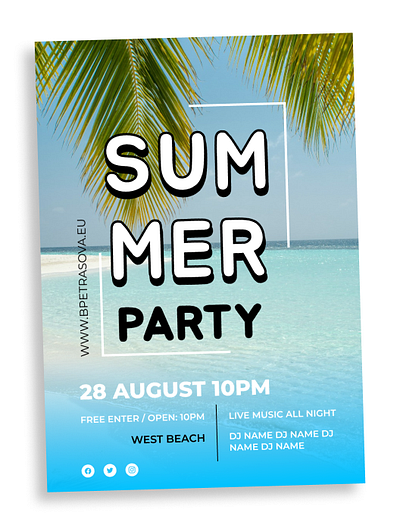 Summer Party Flyer branding design dj flyer graphic design illustration landing logo party poster summer ui ux vector website