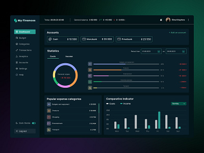 Web app for personal financial management - My Finances 📊 analytics branding dashboard design finance dashboard financial panel logo ui ux web design