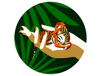 Tiger animal design flat design hand illustration light minimal design minimalism nature tiger trees vector