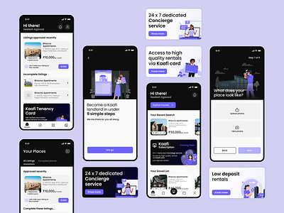 Kaafi - Rental Application app branding design figma illustrations landlord mobile application navigation rent rental subscription tenant ui ui design user research ux ux design