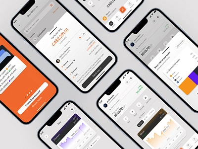 Cure Wallet - All Screens Reveal clean crypto ewallet ios design app minimal mobile app pixelatestudio saas stats ui