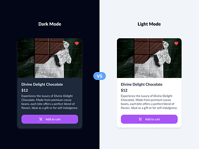 Daily UI Challenge #1 card dark mode light mode product product card purple website