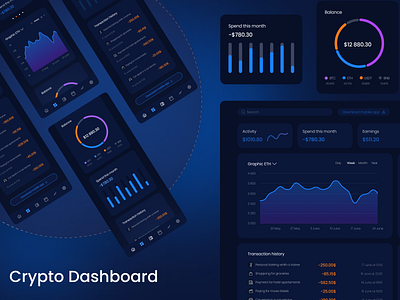 Crypto Dashboard project design dashboard design desing ui ux web