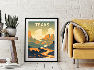 texas, retro travel poster design creative design graphic design graphicdesign illustration retro travel poster vector vintage