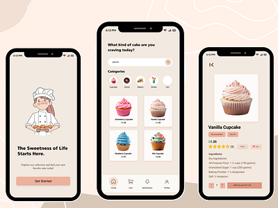 Bakery Cake Shop - Mobile Apps animation bakery cake graphic design mobile mobile apps ui ux