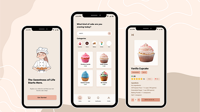 Bakery Cake Shop - Mobile Apps animation bakery cake graphic design mobile mobile apps ui ux