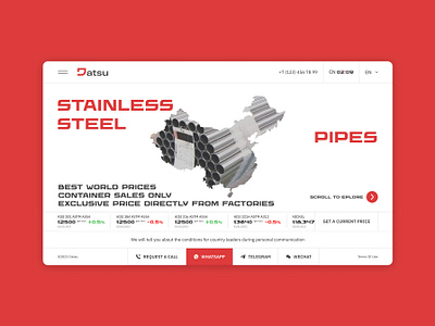Datsu - stainless steel pipes branding construction design horizontal scroll illustration industry landing page logo manufacture scroll steel ui ui design web web design concept web ui webdesign