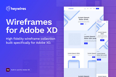 Adobe XD Wireframe Kit - heywires bootstrap grid ui and ux ui design ui mockup ui template ui ux web web design wireframe