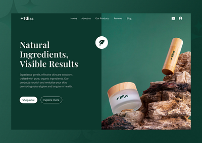 Bliss: Organic Skincare Website Landing Page branding cosmetic brand design community designdaily dribbble healthcare hero page home page landingpage new design new work organic skincare website popular work skincare skincare landing page ui ui design inspiration uiux userinterface