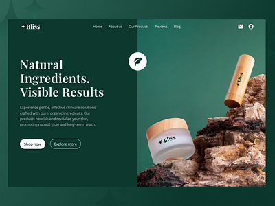 Bliss: Organic Skincare Website Landing Page branding cosmetic brand design community designdaily dribbble healthcare hero page home page landingpage new design new work organic skincare website popular work skincare skincare landing page ui ui design inspiration uiux userinterface