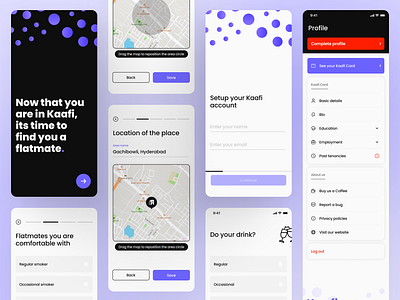 Kaafi Community - Finding Flatmates and Rentals community design figma form location onboarding process rent rental ui ui design ux ux design