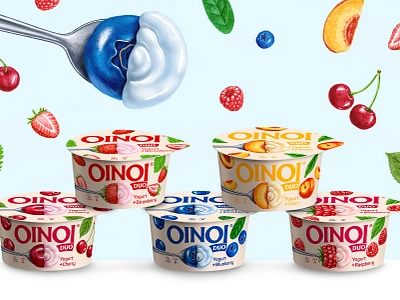 Oinoi Duo Yogurt brand identity branding dairy design graphic design packaging packaging design yogurt yogurt packaging