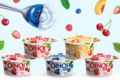 Oinoi Duo Yogurt brand identity branding dairy design graphic design packaging packaging design yogurt yogurt packaging