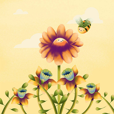 Honey bee illustration morning bee illustration flower illustration illustration illustrator procreate