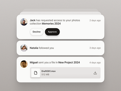 Notifications stack alert button clean component download file icon light minimal mobile notification notifications social stack ui ui design user ux ux design web