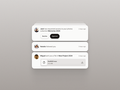 Notifications stack alert button clean component download file icon light minimal mobile notification notifications social stack ui ui design user ux ux design web