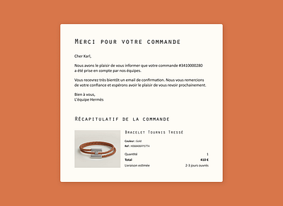 Daily UI #017 – Email Receipt art direction france graphic design hermès luxury ui