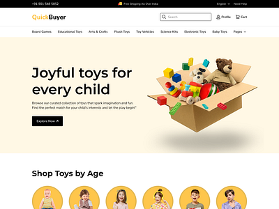 QuickBuyer- Online toys store desktop homepage e com homepage design toy store ui ui design ux