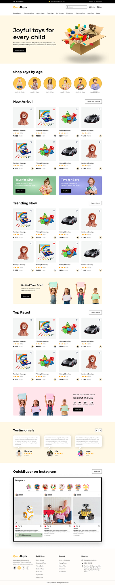 QuickBuyer- Online toys store desktop homepage e com homepage design toy store ui ui design ux