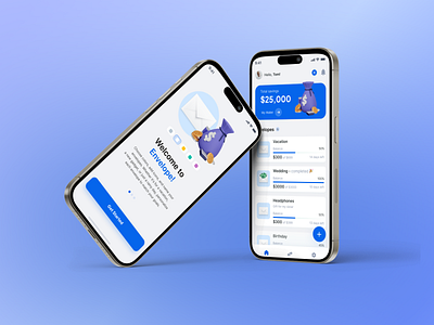 The Envelope App Design 🌟 aplication app blue branding design light mobile mobiledesign moneysaver ui ui app uiux ux