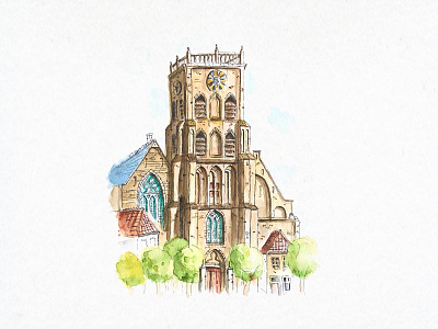 Geertruidskerk | Urban sketching church drawing painting urban sketching watercolor
