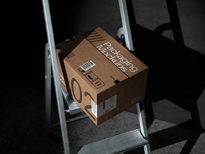 Free Box Packaging Mockup box branding cardboard delivery design download free freebie graphic design illustration label ladder logo mailing mockup mockup cloud mockupcloud packaging post postage