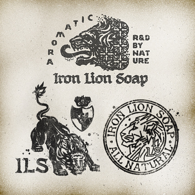 Iron Lion Soap animal art artifact bazaar brushes ephemera ipad iron lion lion art lion tattoos matchbook matchbox matches postage procreate retro soap stamp texture vintage